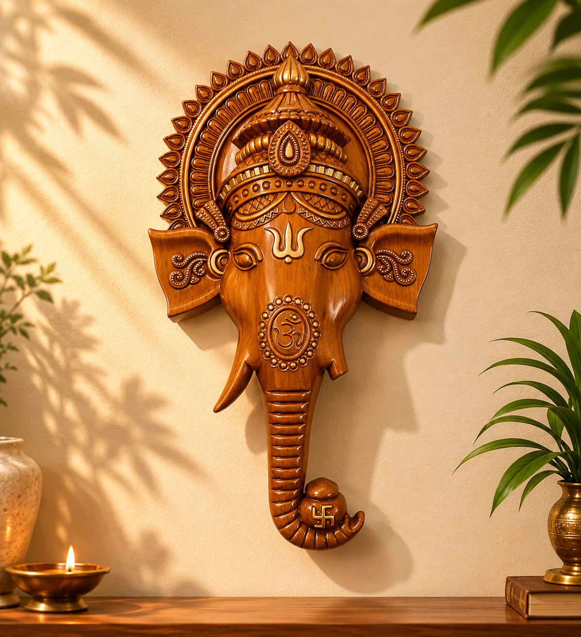 Lord Ganesh 3D wall Decor (wood color)
