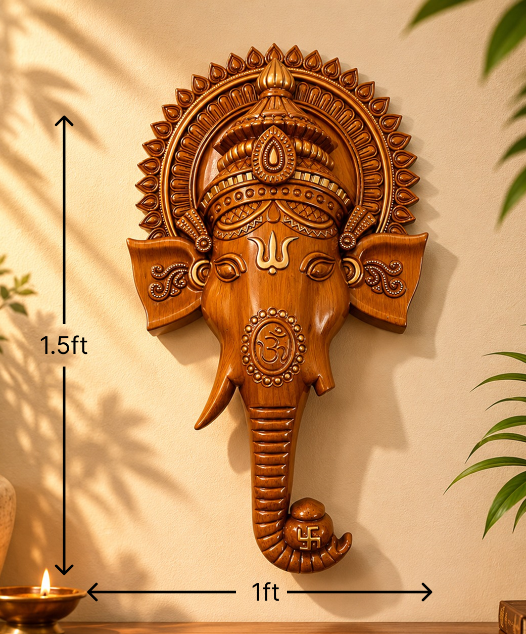 Lord Ganesh 3D wall Decor (wood color)