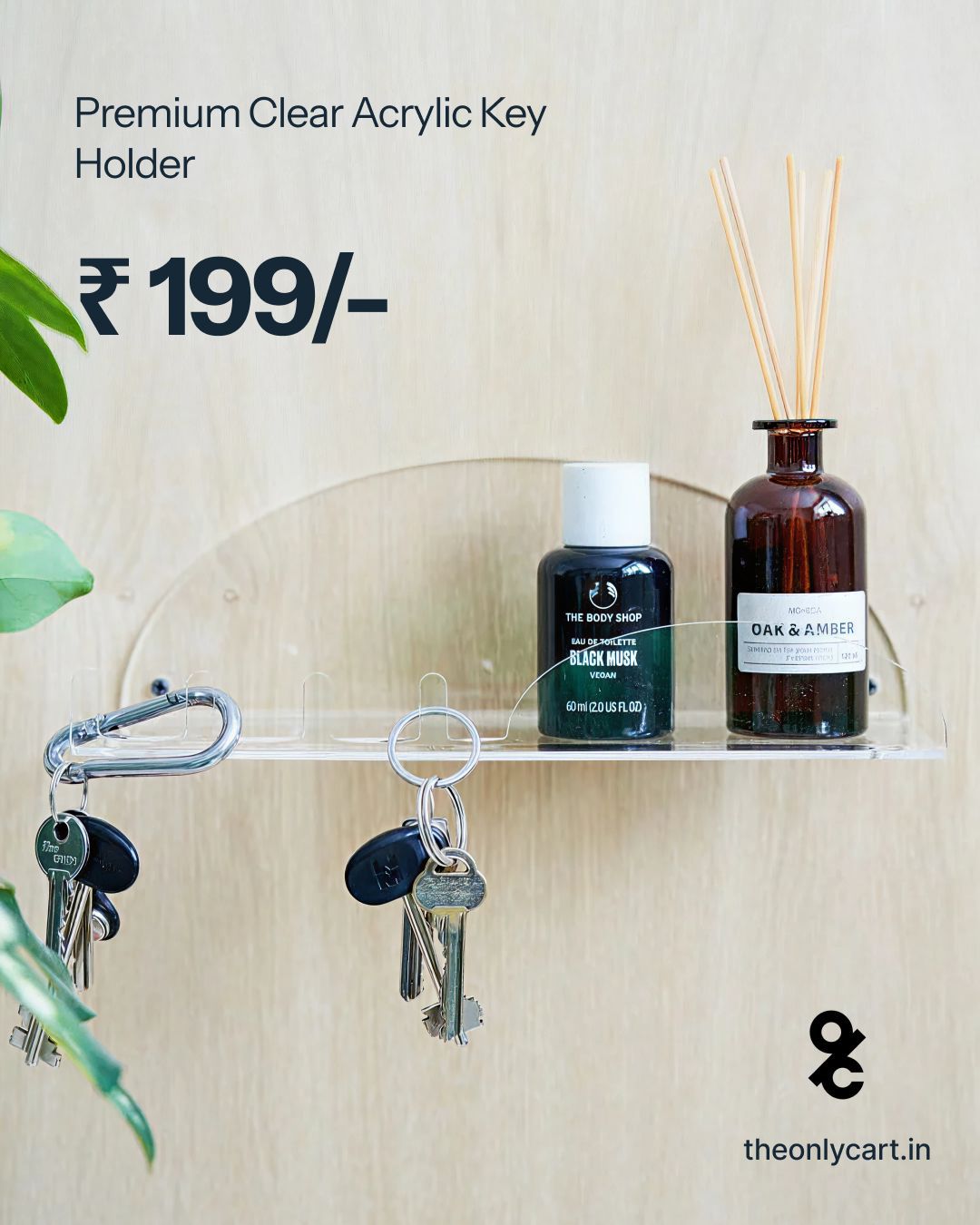 Premium Clear Acrylic Key Holder